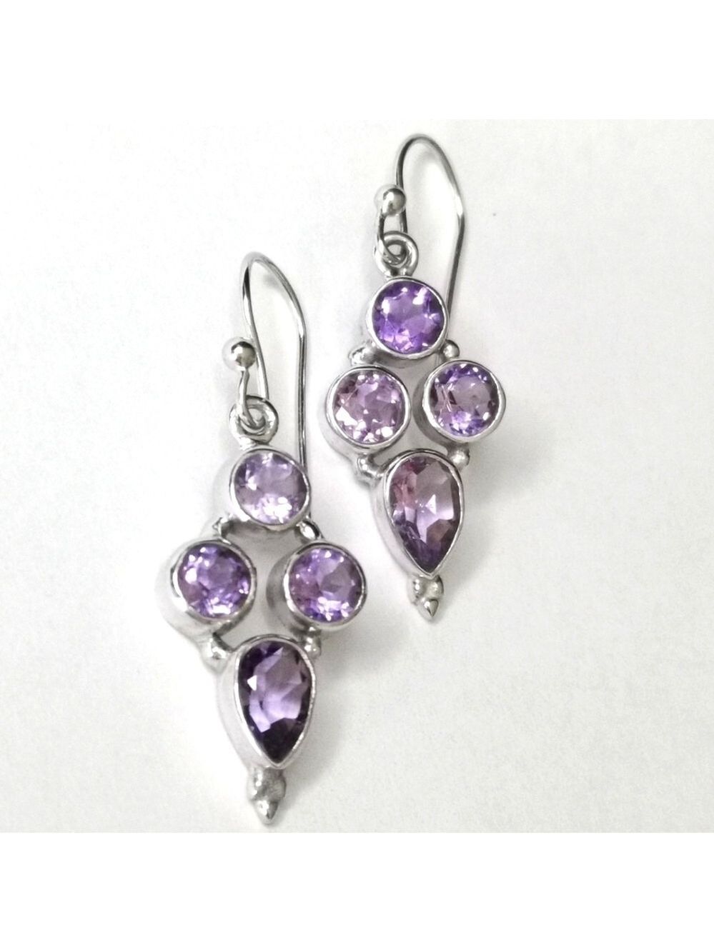 Sterling silver lavender purple Amethyst dangle drop earrings 🆕